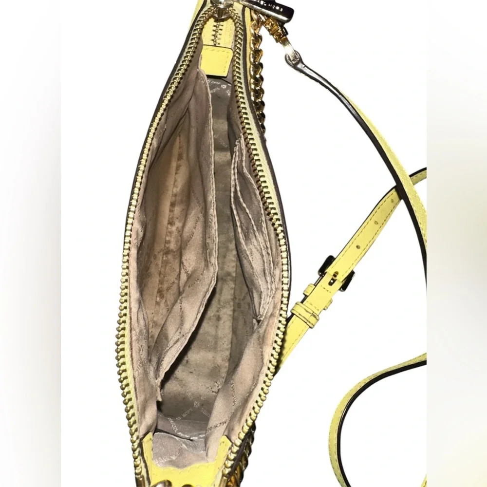 Michael Kors Lemon Yellow Leather Crossbody with Chain Detail